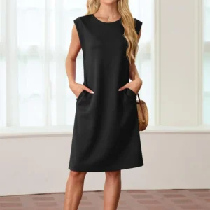 GREENFAN 2025 Women Summer Round Neck Casual Loose Split Wrinkle